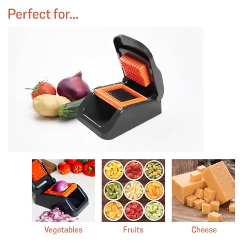 Meyer 2 in 1 Dicer with Container, Vegetable Cutter &Slicer, Cutting Machine | Kitchen Accessories | Kitchen Items for Home Cooking | Onion Chopper | Mini Handy Chopper (Plastic, Grey, Orange) - Image 5