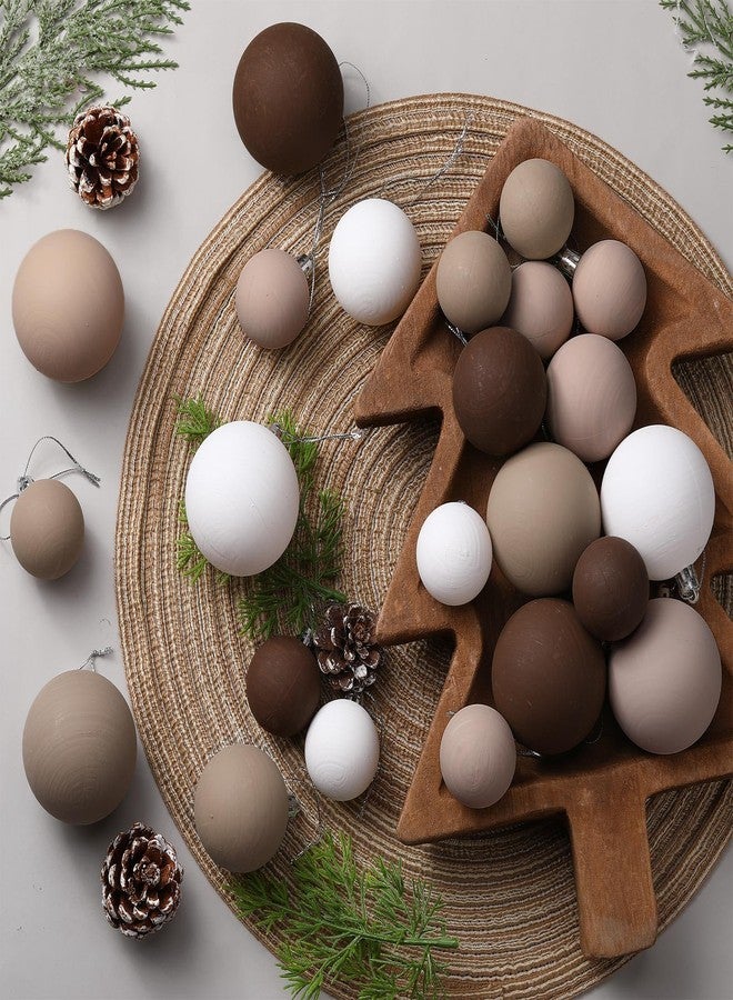 PullCrease 40 Pcs Neutral Matte Christmas Ball Ornaments Textured Rustic Boho White Brown Xmas Bulbs Ornaments with Velvet Ribbon 1.57 1.97 2.36 Inch Modern Christmas Decor for Tree Holiday Decor - Image 5