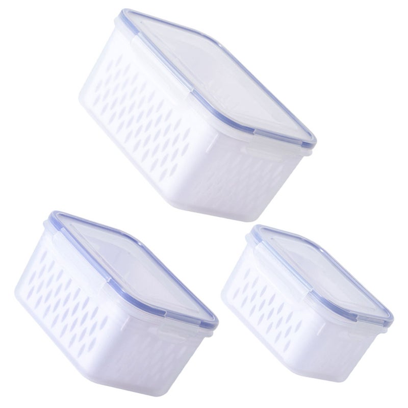 3pcs Fruit Storage Containers with Removable Colanders Airtight Food Storage Containers for Fridge - Image 1