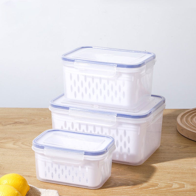 3pcs Fruit Storage Containers with Removable Colanders Airtight Food Storage Containers for Fridge - Image 2