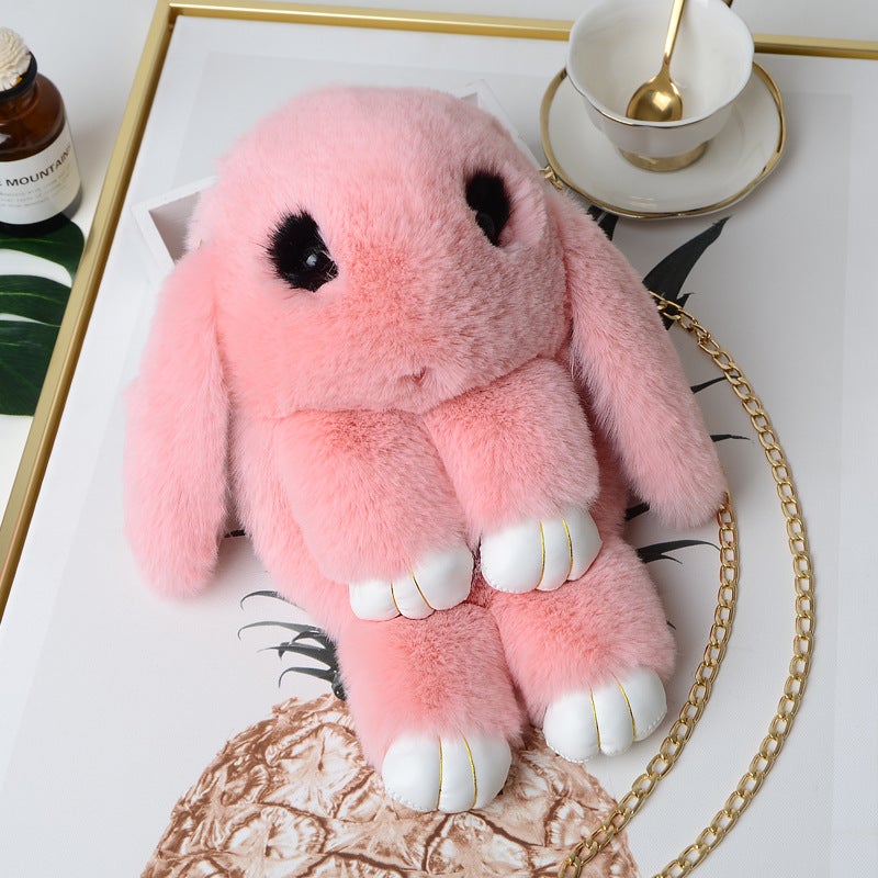 2024 Cute Plush Bunny Crossbody Kids Bag Korean Pink