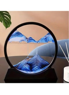 Rubik Sand Art Liquid Motion, Round Glass 3D Moving Sand Art Picture Deep Sea Sandscape in Motion Display Flowing Sand for Adult Kid Desktop Home Office Work Decor (Blue, 7inch)  - Image 4