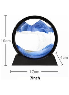 Rubik Sand Art Liquid Motion, Round Glass 3D Moving Sand Art Picture Deep Sea Sandscape in Motion Display Flowing Sand for Adult Kid Desktop Home Office Work Decor (Blue, 7inch)  - Image 3