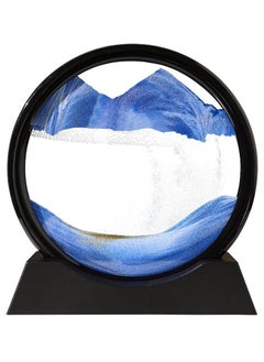 Rubik Sand Art Liquid Motion, Round Glass 3D Moving Sand Art Picture Deep Sea Sandscape in Motion Display Flowing Sand for Adult Kid Desktop Home Office Work Decor (Blue, 7inch)  - Image 1
