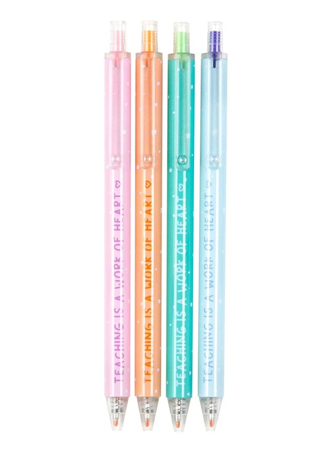 Callie Danielle Teaching is a Work of Heart Gel Pen Set, Gel Pens for Journaling, Set of 4 Click-Style Colored Pens for Note Taking, Cute School Supplies Aesthetic, Gifts for Teachers - Image 1