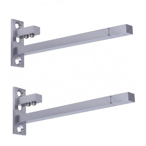 Atlantic F Type Glass Shelf Bracket 6 inch (Stainless Steel, Silver Matt Finish, Adjustable 6/8/10/12 mm, Pack of 2 Piece) - Image 1