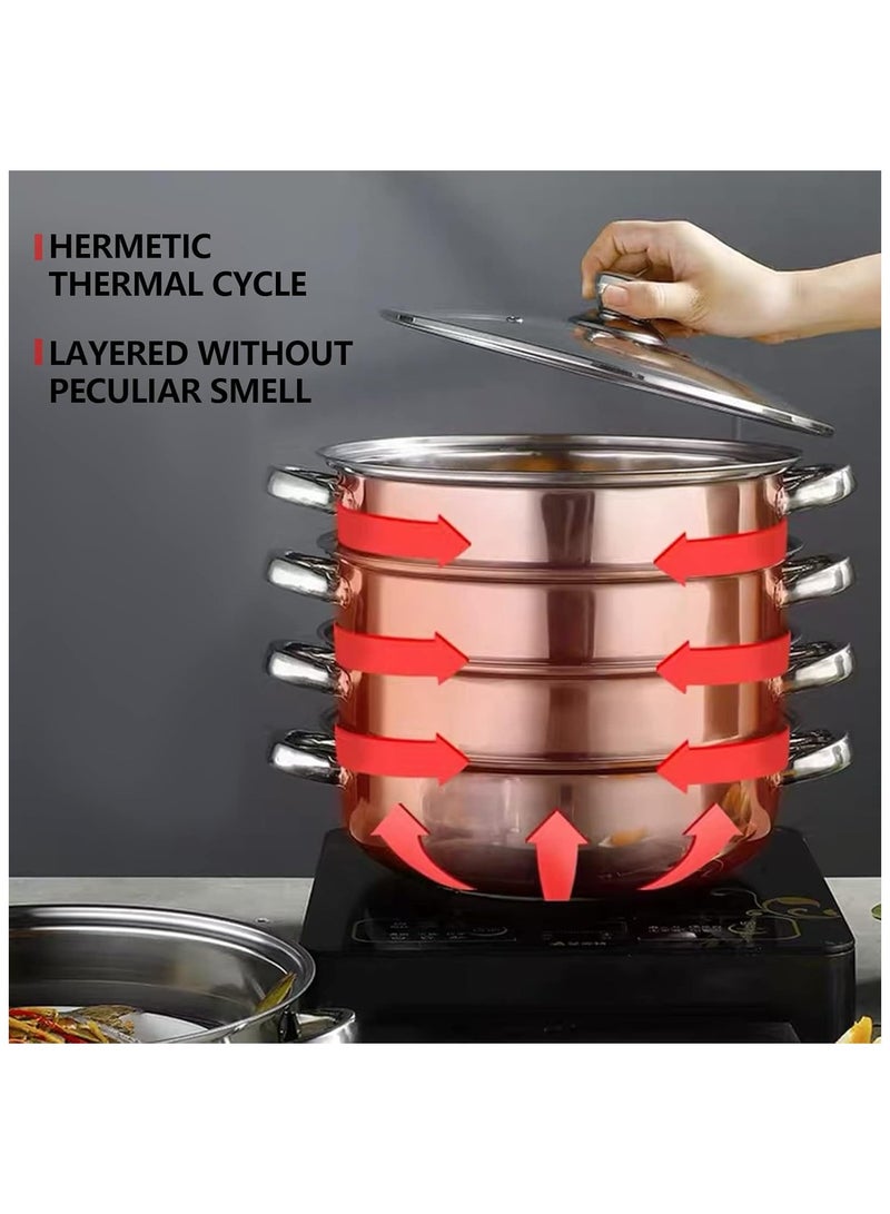 Bright Home 4-Layer Stainless Steel Steamer Pot – 30 cm | Multipurpose Steaming, Cooking & Serving Cookware with Lid – Durable, Rust-Resistant & Easy to Clean - Image 4