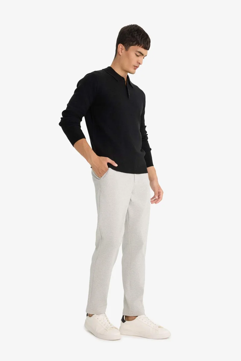 Defacto  Straight Fit Regular Hem Combed Cotton Trousers for Men | Best Price UAE