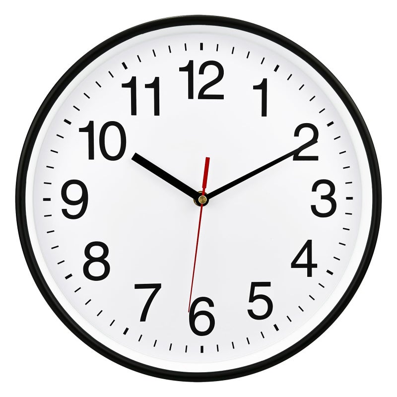 Plumeet Extra Large Wall Clock 16 Non Ticking Silent Quartz Black Wall Clocks Simple Design Wall Clocks for Living Room Decor Battery Operated White
