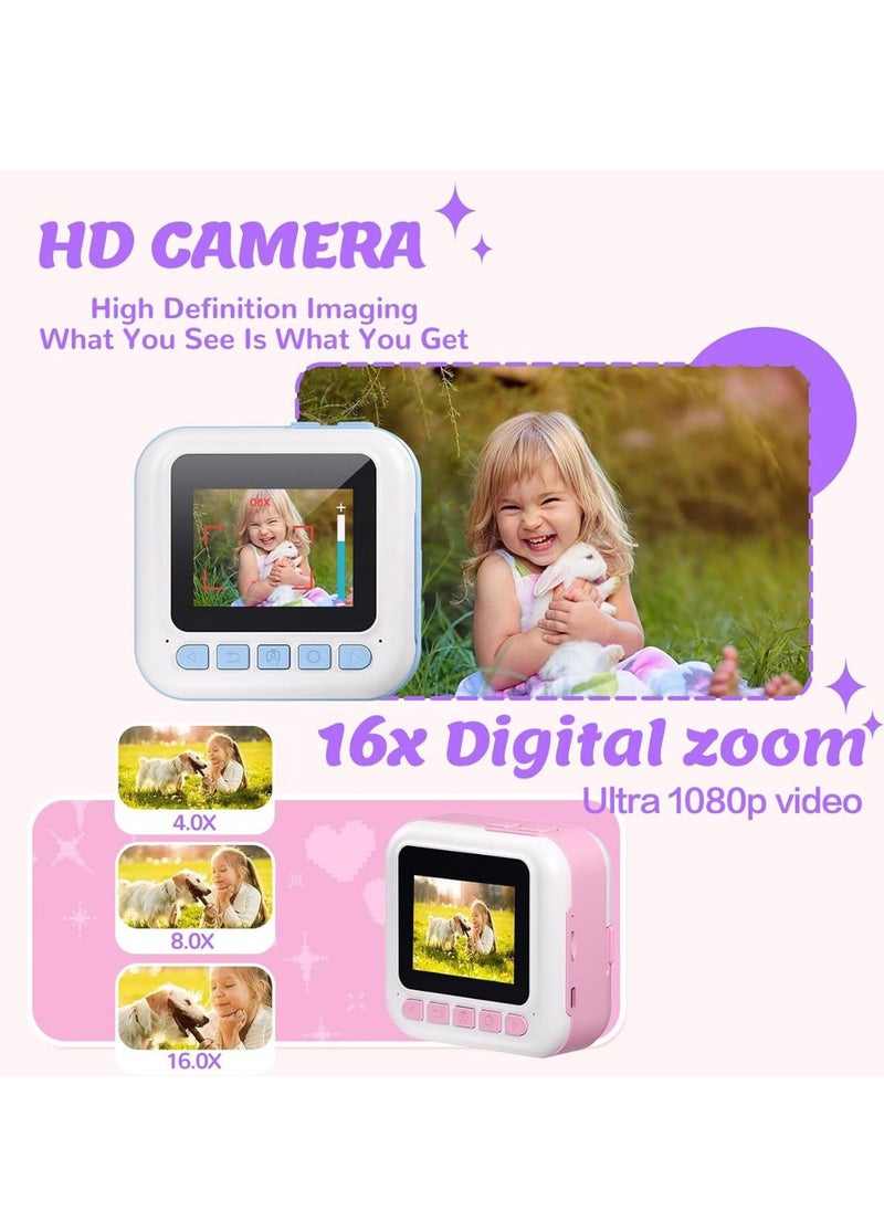 Generic Children's Camera Instant Camera 1080P 2.4 Inch Screen Instant Camera Children with Printing Paper & 32GB TF Card, Digital Camera Children with Colourful Pens Gift.  - Image 2