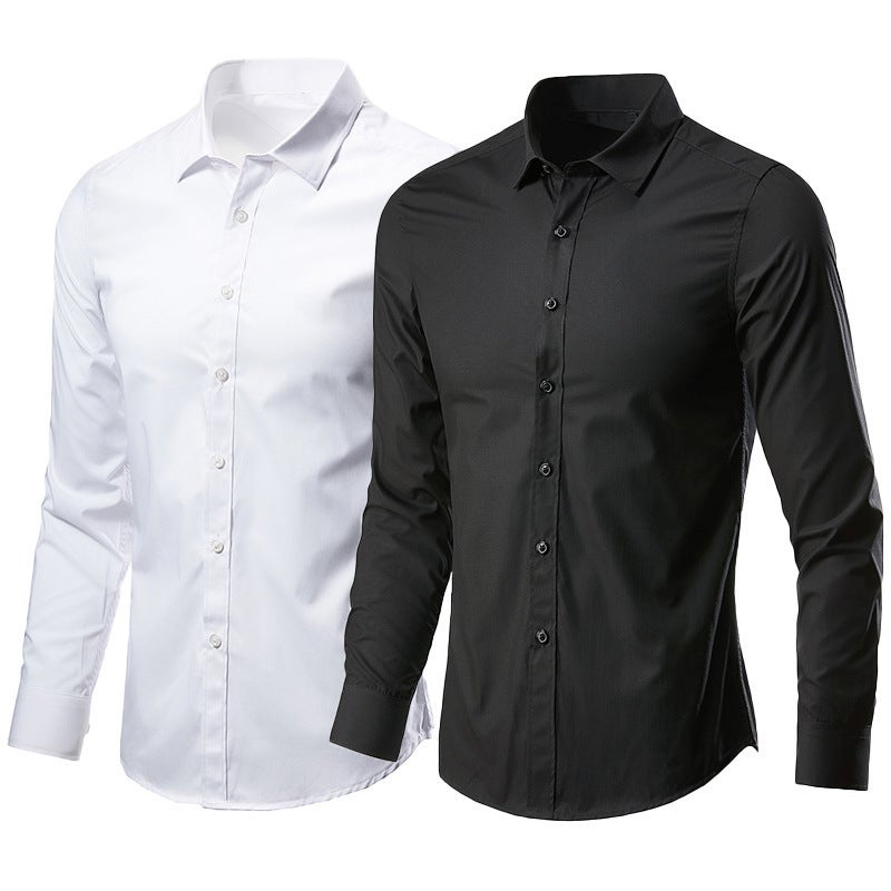 Black Shirt Long-Sleeved Slim-Fit Dress Business Professional Fashion Work Shirt Casual All-Match Thin Simple Shirt - Image 2