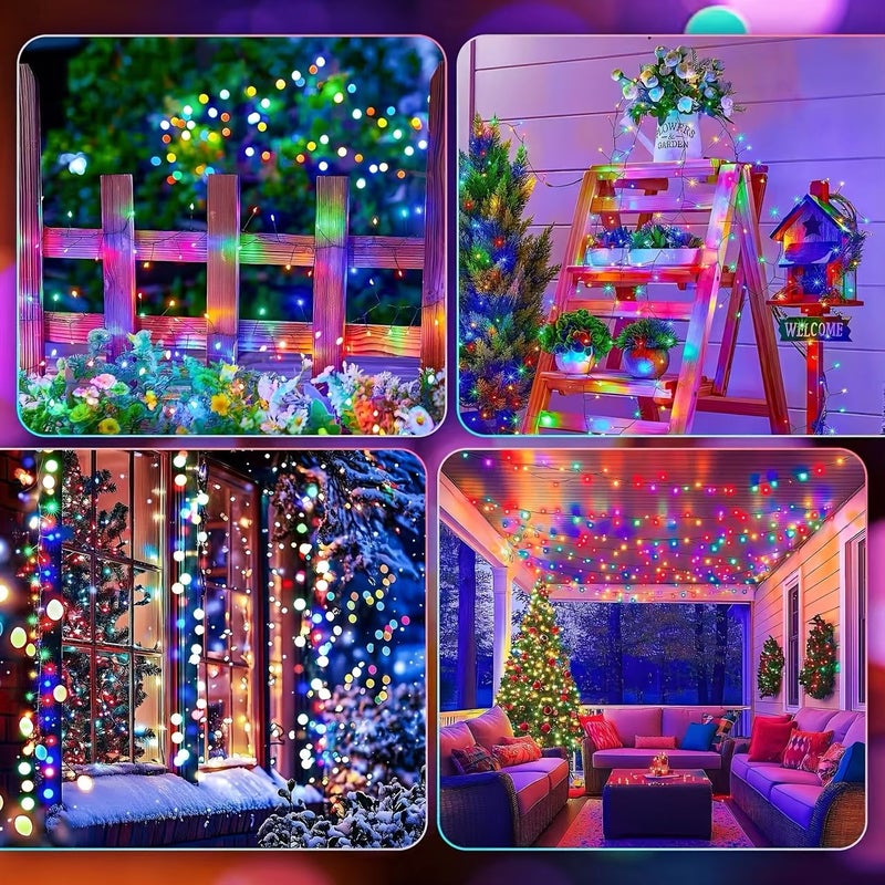 Solar Powered 100LED White Fairy String Lights 8 Modes Christmas Garden Decor - Image 4