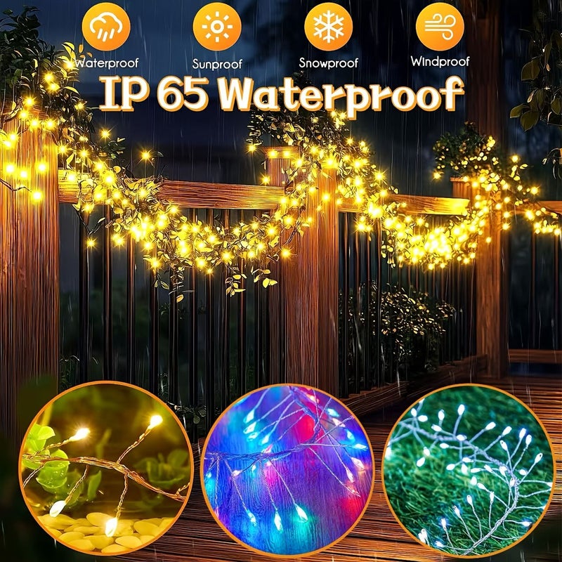 Solar Powered 100LED White Fairy String Lights 8 Modes Christmas Garden Decor - Image 5