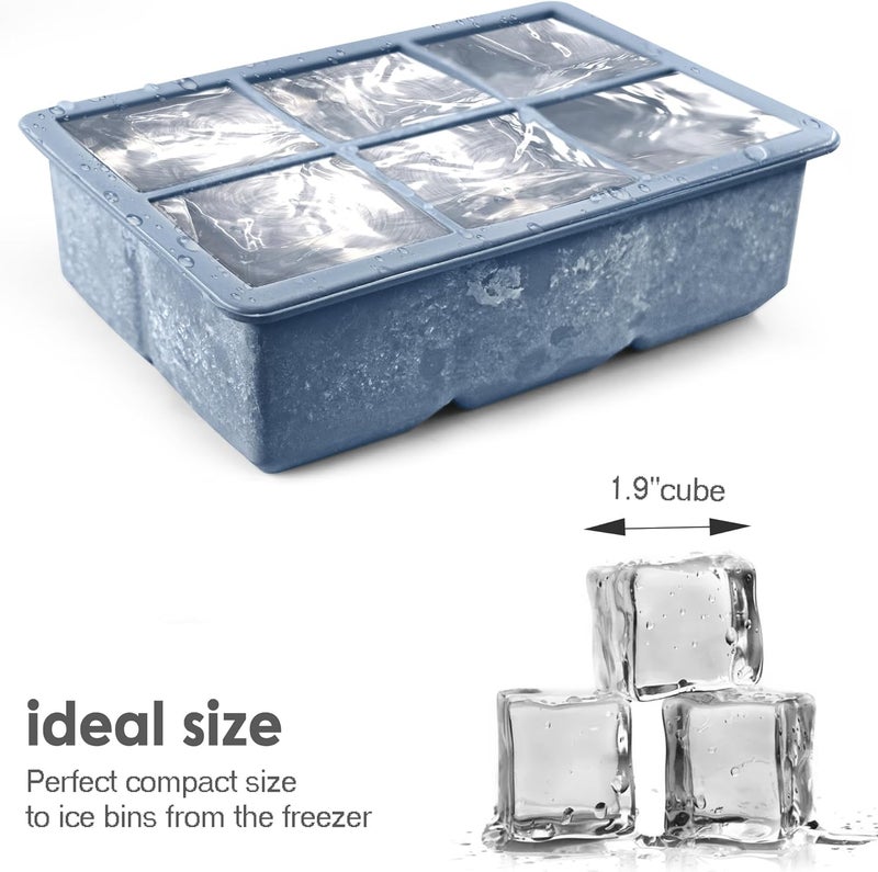 Excnorm Silicone Ice Cube Trays 3 Pack - Large Size Silicone Ice Cube Molds with Leak Proof Removable Lid Square Ice Cube Tray And BPA Free for Cocktail,Whiskey, Stackable Flexible Ice - Image 3