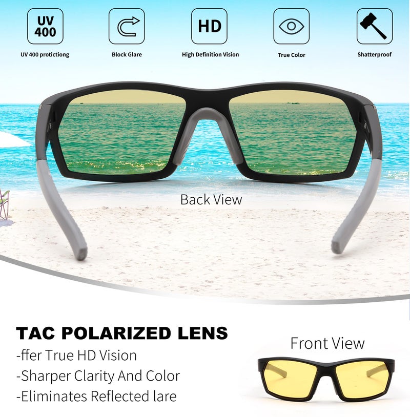 Karsaer Classic Square Polarized Sunglasses for Men Women Yellow Night Vision Lens E1193 - Image 4