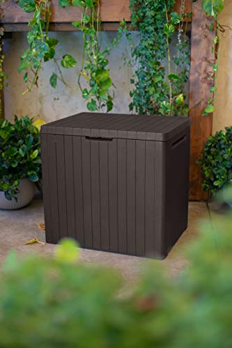 Keter City Outdoor Plastic Storage Box Garden Furniture 57.8 x 44 x 54.8 cm - Brown - Image 3