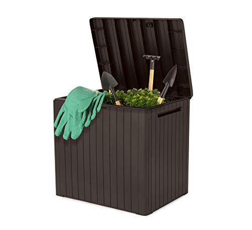 Keter City Outdoor Plastic Storage Box Garden Furniture 57.8 x 44 x 54.8 cm - Brown - Image 2