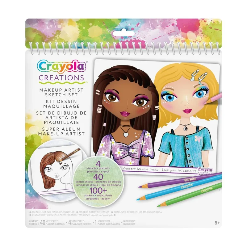 كرايولا Crayola - Creations Make-up Sketch Portfolio | Trendy makeup and hairstyle tests and always find new fashion combinations | Perfect as a gift for children | Suitable for kids ages 8 years and up