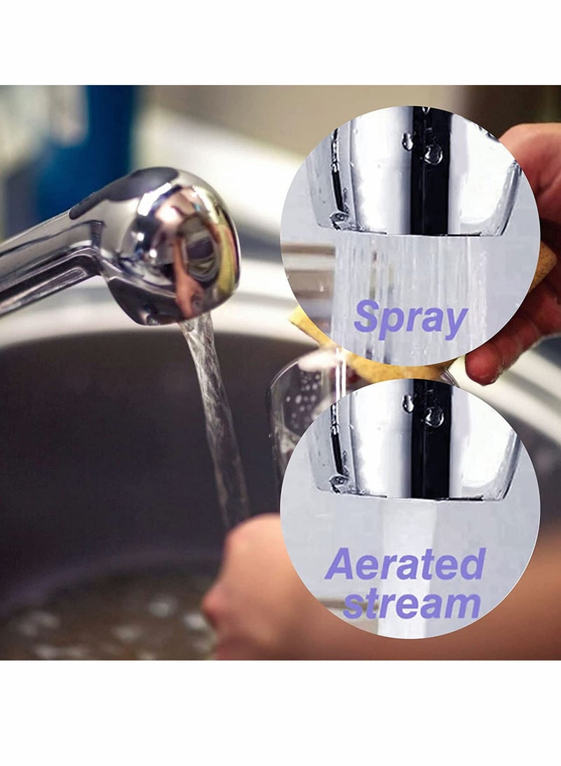 Excefore Pull Out Spray Head Bathroom Kitchen Sink Pull-Down Faucet Universal Replacemen Part 2 Function Kitchen Sink Faucet Sprayer Head for Bathroom Kitchen Polished Nickel (Brushed Nickel)  - Image 2