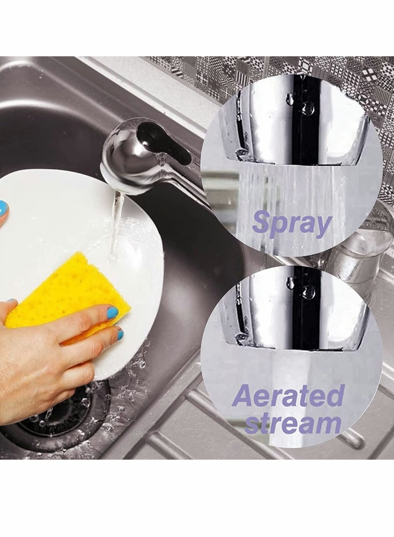 Excefore Pull Out Spray Head Bathroom Kitchen Sink Pull-Down Faucet Universal Replacemen Part 2 Function Kitchen Sink Faucet Sprayer Head for Bathroom Kitchen Polished Nickel (Brushed Nickel)  - Image 3