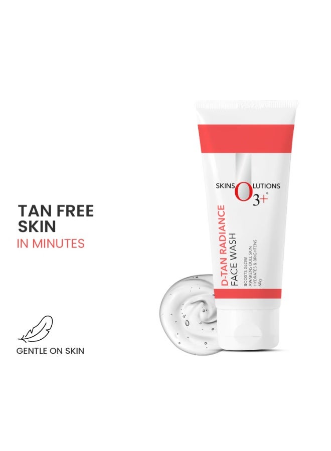 O3+ D-Tan Radiance Face Wash 60g With Vitamin C for Glowing Skin and Deep Cleansing | Detan Face Wash for TAN Removal, All Skin Types - Image 4