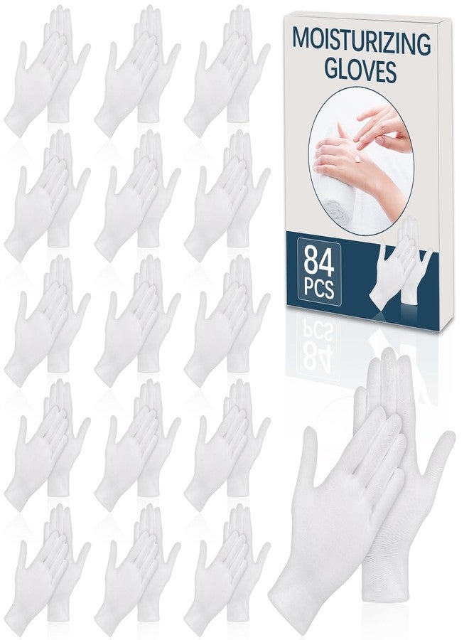 lipetol 84 Pcs White Cotton Gloves for Dry Hands Sleeping, Men&Women Soft Sleep Gloves for Eczema and Moisturizing Overnight, Stretchable SPA Glove Costume for Coin Jewelry Inspection, Art handling, Halloween - Image 1