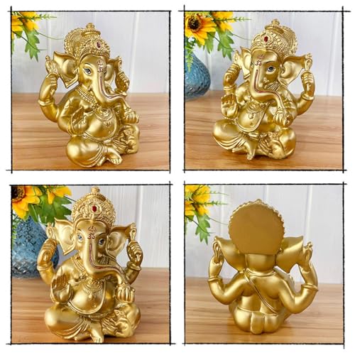 BangBangDa Hindu Ganesha Statue Diwali Decor - India God Lord Ganesh Ganpati Indian Idol Home Office Temple Mandir Puja Decor Altar Yoga Meditation Room Altar Shrine Kit Wedding Return Gift - Image 4