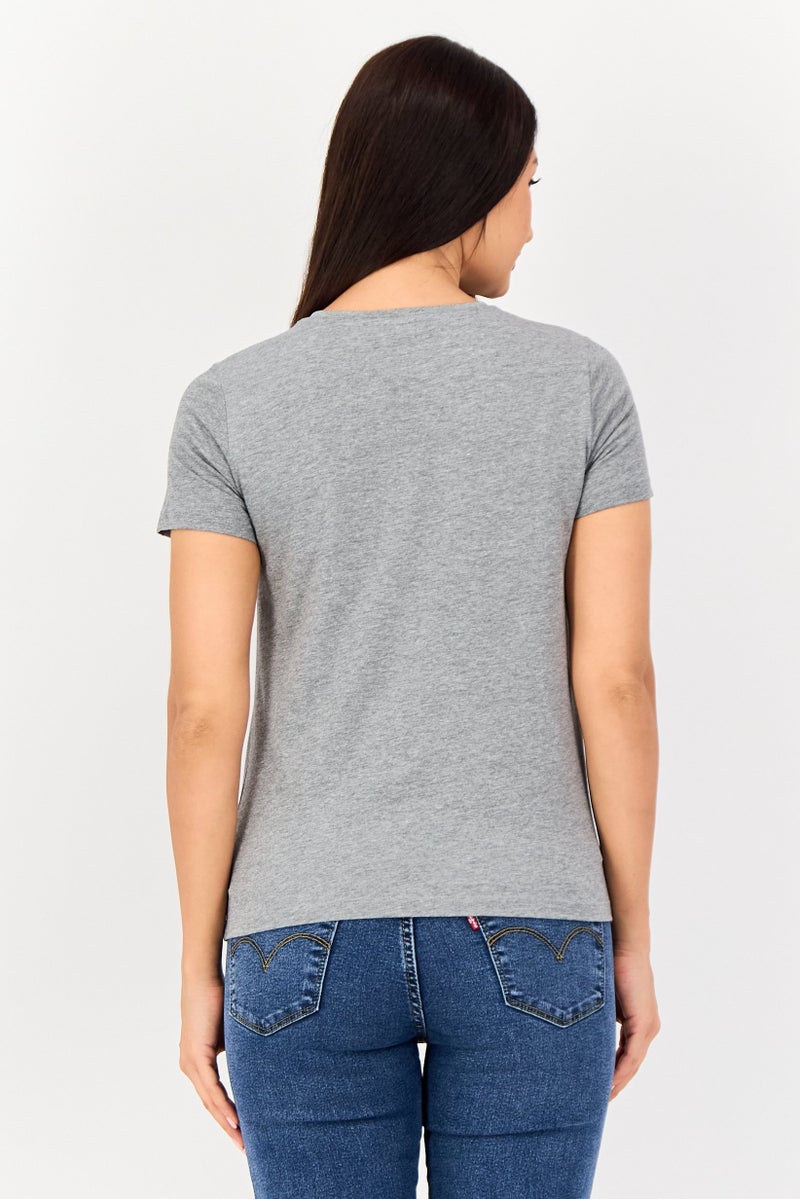 JDY Women Crew Neck Short Sleeve Graphic T Shirt, Grey - Image 4