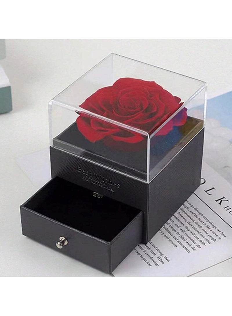 A gift box decorated with artificial red roses, greeting card, and a luxurious gift bag — a complete set perfect for presenting on anniversaries, Valentine’s Day, birthdays, Mother’s Day, and engagements. - Image 1