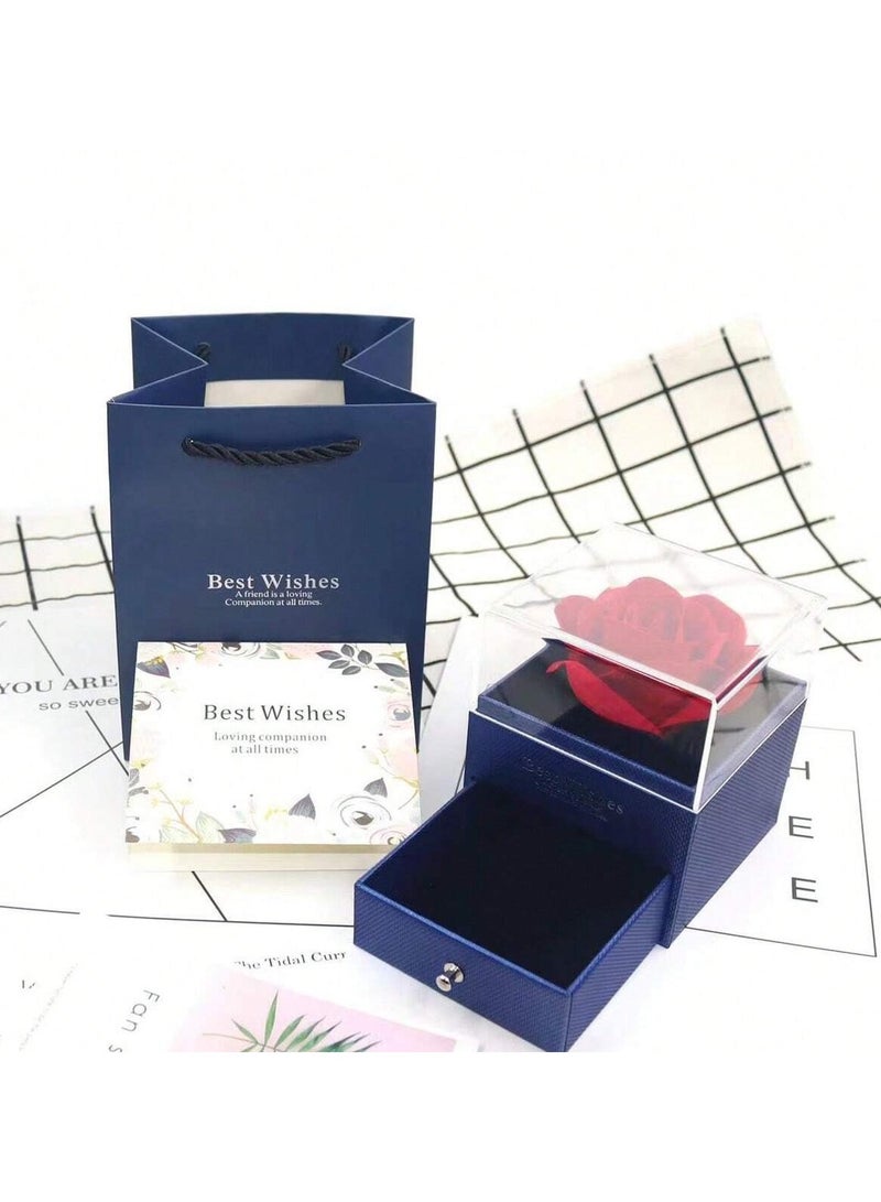 A gift box decorated with artificial red roses, greeting card, and a luxurious gift bag — a complete set perfect for presenting on anniversaries, Valentine’s Day, birthdays, Mother’s Day, and engagements. - Image 4