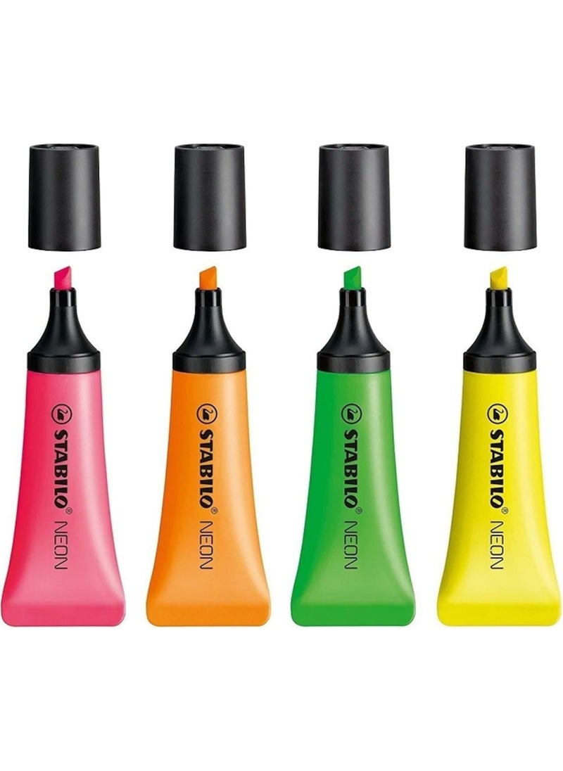 STABILO Neon Highlighter Marking Pen 4 Colors Set 72/4  - Image 2