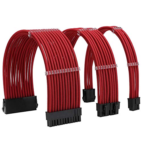 FormulaMod Sleeve Extension Power Supply Cable Kit 18AWG ATX 24P+ EPS 8-P+PCI-E8-P with Combs for PSU to Motherboard/GPU (red) - Image 1