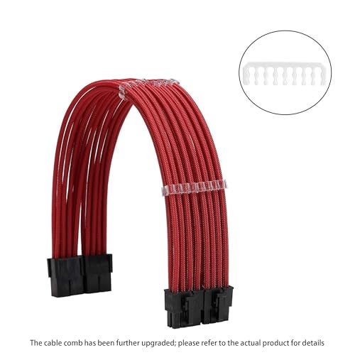 FormulaMod Sleeve Extension Power Supply Cable Kit 18AWG ATX 24P+ EPS 8-P+PCI-E8-P with Combs for PSU to Motherboard/GPU (red) - Image 2