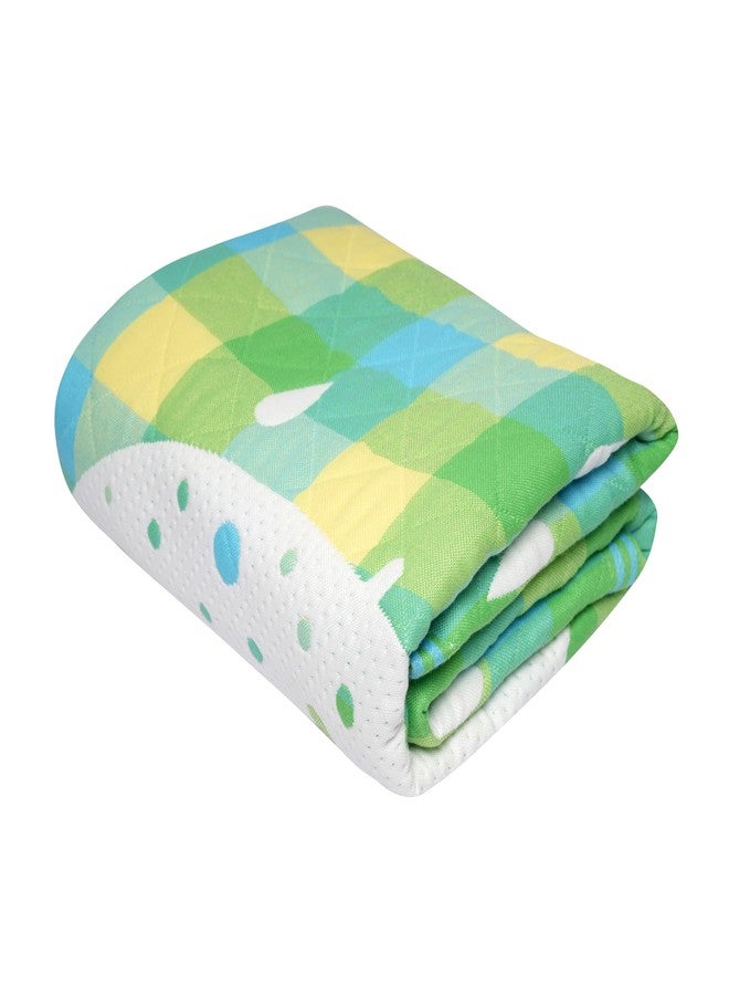 Tiny Treasures New Born All Season Cotton Muslin Baby Blanket | Soft and Comfortable with Adorable Checks Print and Designs. (Green) - Image 1