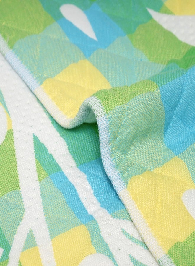 Tiny Treasures New Born All Season Cotton Muslin Baby Blanket | Soft and Comfortable with Adorable Checks Print and Designs. (Green) - Image 4