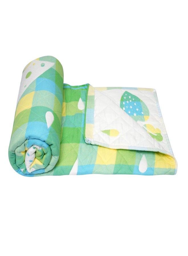 Tiny Treasures New Born All Season Cotton Muslin Baby Blanket | Soft and Comfortable with Adorable Checks Print and Designs. (Green) - Image 3