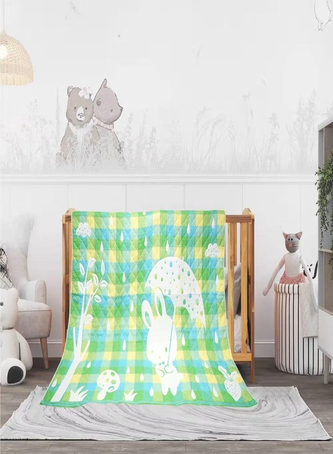 Tiny Treasures New Born All Season Cotton Muslin Baby Blanket | Soft and Comfortable with Adorable Checks Print and Designs. (Green) - Image 5