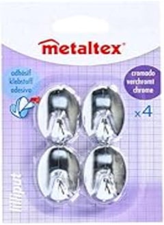 Metaltex Metaltex Adhesive Hook Liliput 4 Pieces Chromed, Silver, 2.2 x 9.5 x 16 cm 