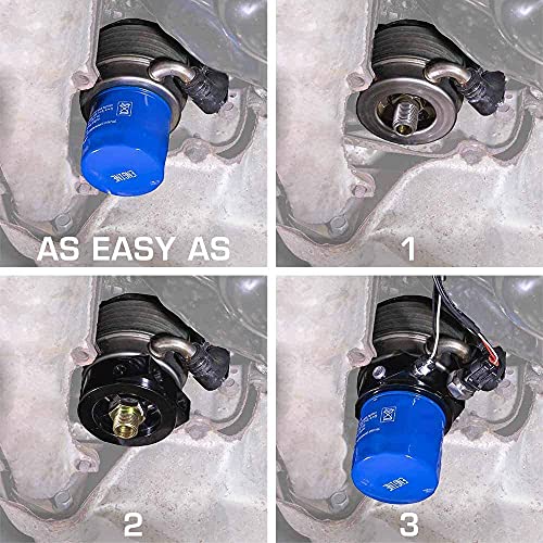 GlowShift Oil Filter Sandwich Plate Thread Adapter - 22mm x 1.5 Thread - Install up to (4) 1/8-27 NPT Oil Pressure & Temperature Sensors - Includes O-Ring & Port Plugs - Image 3
