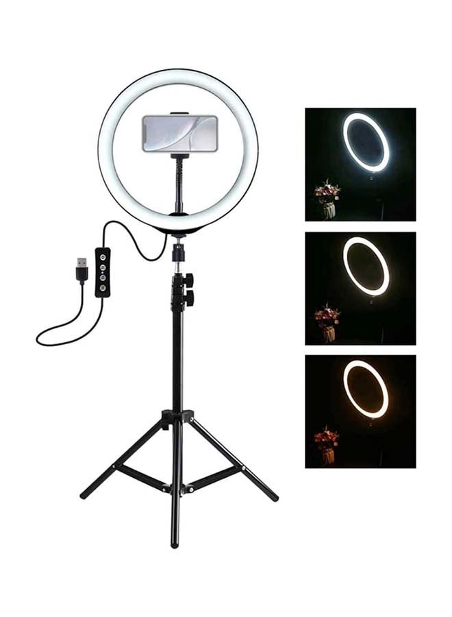 حلقة إضاءة LED بحامل للهاتف المحمول طول 12 بوصة أبيض - Image 4