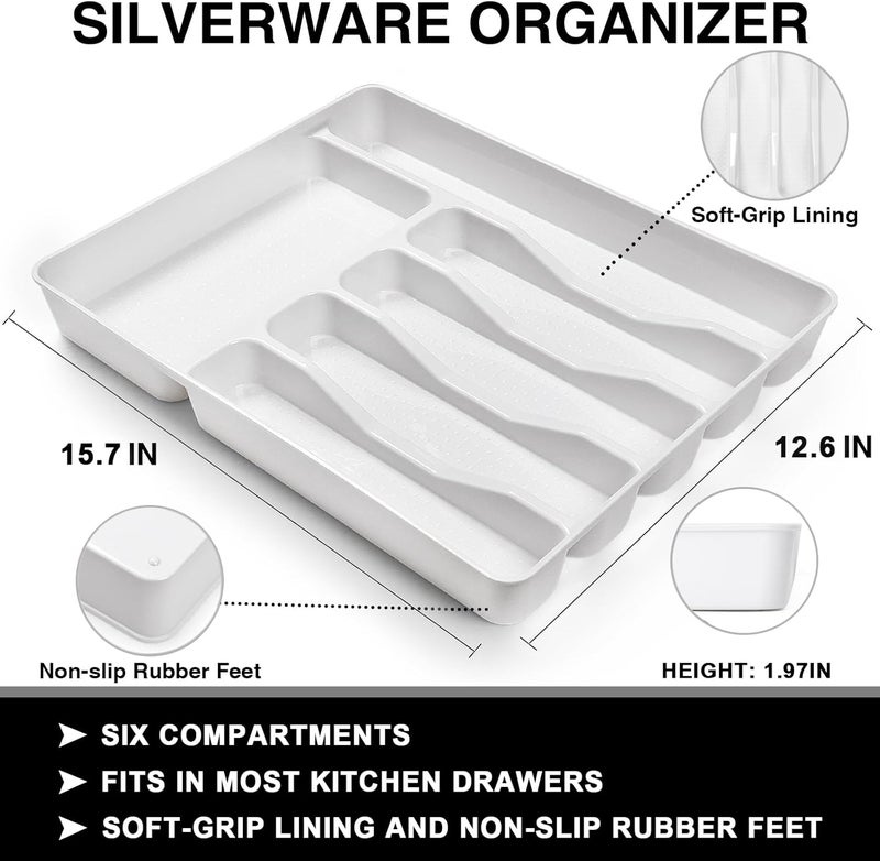 EWFEN 49-Piece Hammered Silverware Set with Organizer, Heavy Duty Stainless Steel Flatware for 8, Cutlery Utensil Sets with Steak Knives, Rust-proof, Mirror Polished, Dishwasher Safe - Image 4