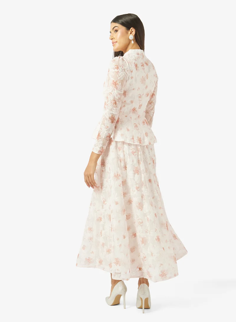 Khizana Printed Peplum Top & Skirt Set