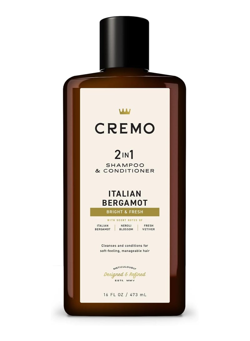 cremo Italian Bergamot 2 in 1 Shampoo & Conditioner for Men 16 Fl Oz - Image 1