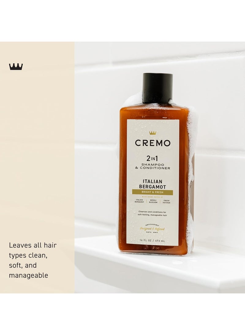cremo Italian Bergamot 2 in 1 Shampoo & Conditioner for Men 16 Fl Oz - Image 3