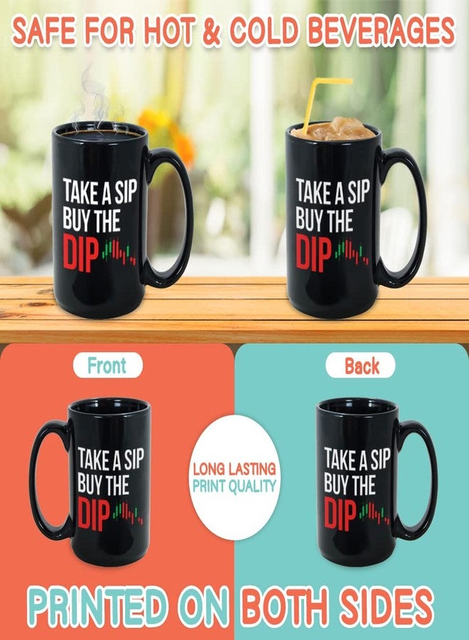 Bubble Hugs Stock Trader Coffee Mug 15 oz, Take A Sip Buy The Dip Funny Investment Gift for Market Traders Brokers Fund Financial Adviser Investor, Black - Image 3