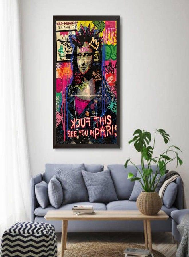 Waltractive Mona Lisa Quirky Bold Graffiti Wall Art Framed Poster - Perfect Wall Decor for Bedroom and Dorm Room - Available in 33x23 and 48x33 CM (13x9 and 19x13 Inch) - Image 5