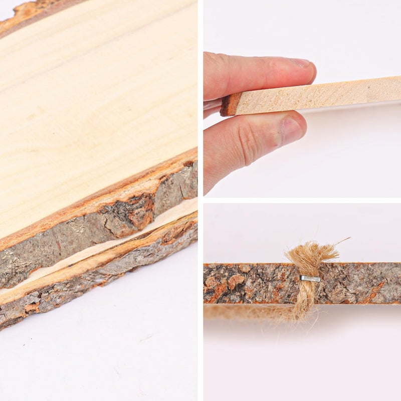 IHDYPPEW 18 Pack Wood Signs, Unfinished Rectangle Wooden Plaque with Rope, Live Edge Wood Plaque for DIY, Burning Carving, Wedding, Restaurant, Home Decor (4 x 10 Inch) - Image 3