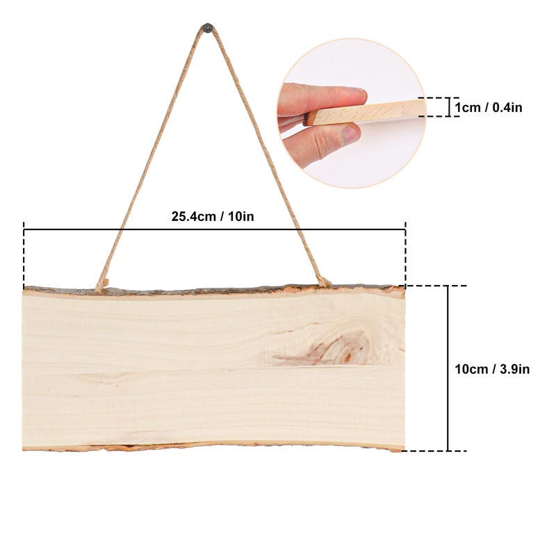 IHDYPPEW 18 Pack Wood Signs, Unfinished Rectangle Wooden Plaque with Rope, Live Edge Wood Plaque for DIY, Burning Carving, Wedding, Restaurant, Home Decor (4 x 10 Inch) - Image 2