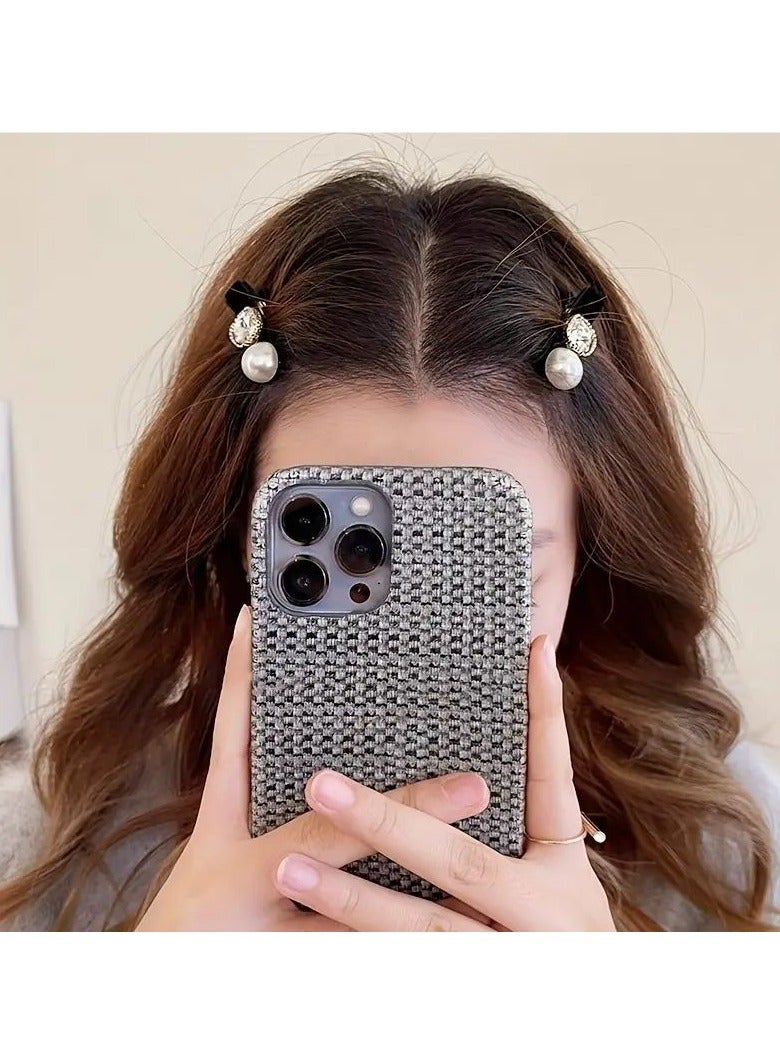 Goolsky Elegant Alloy Geometric Hair Clip Set with Synthetic Crystal Embellishment - Fashion Non-Woven Fabric Hair Accessories for Women, Versatile Duckbill Side Clip for Stylish Hair Management (Black) - Image 2