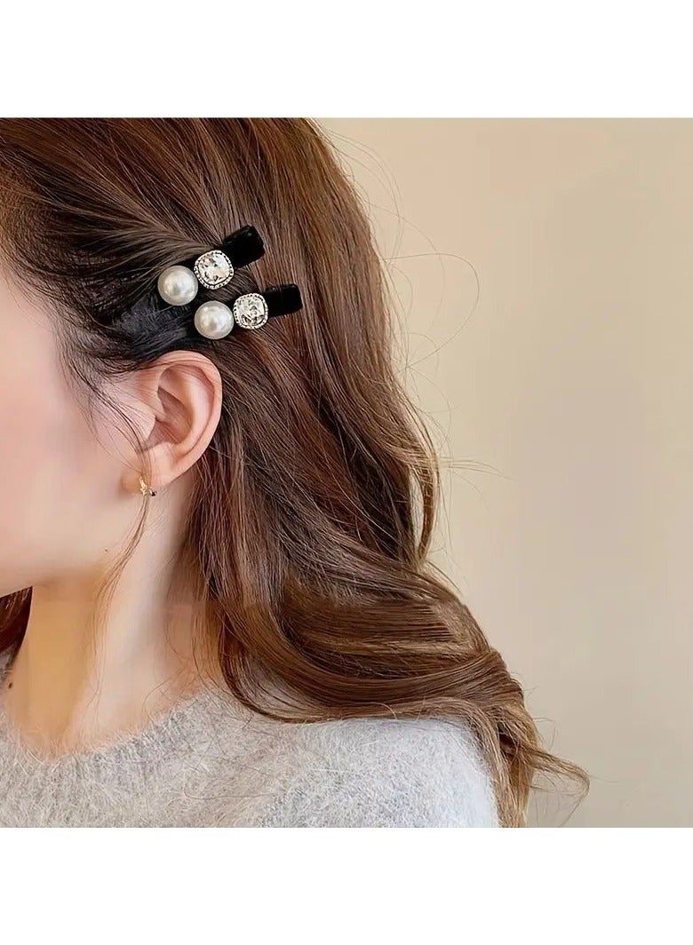 Goolsky Elegant Alloy Geometric Hair Clip Set with Synthetic Crystal Embellishment - Fashion Non-Woven Fabric Hair Accessories for Women, Versatile Duckbill Side Clip for Stylish Hair Management (Black) - Image 3